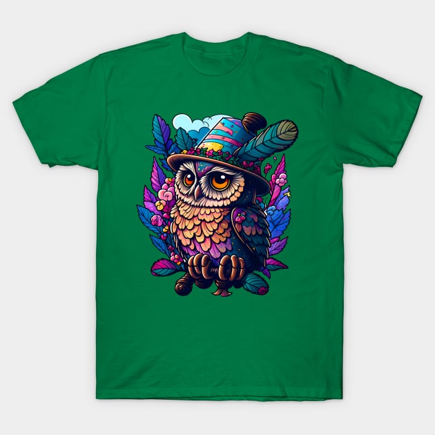 Colorful Cute Owl T-Shirt by Whole Lotta Pixels